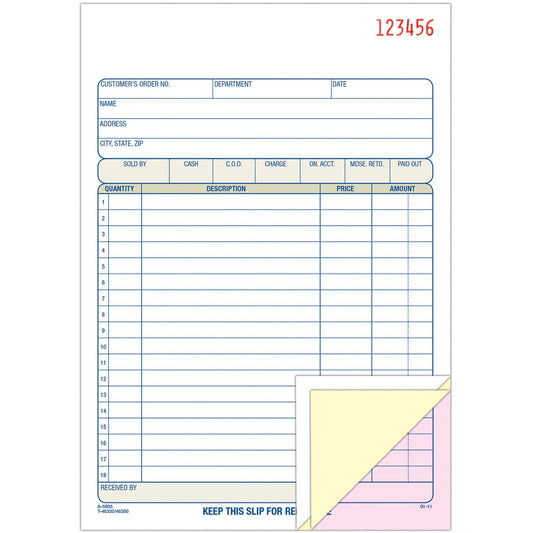 Adams Carbonless 3-part Sales Order Books (ABFTC5805)