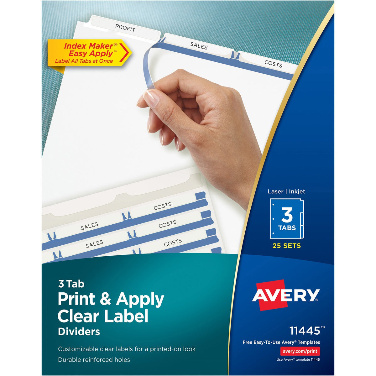 Avery Print & Apply Clear Label Dividers - Index Maker Easy Apply Label Strip (AVE11445)