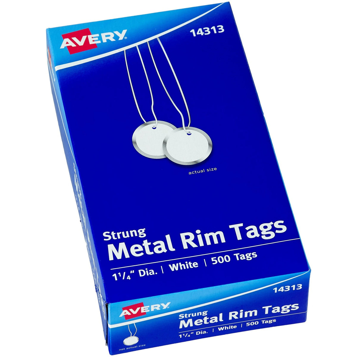Avery 1-1/4" Metal Rim Key Tags, Strung, White, 500 Tags (AVE14313)