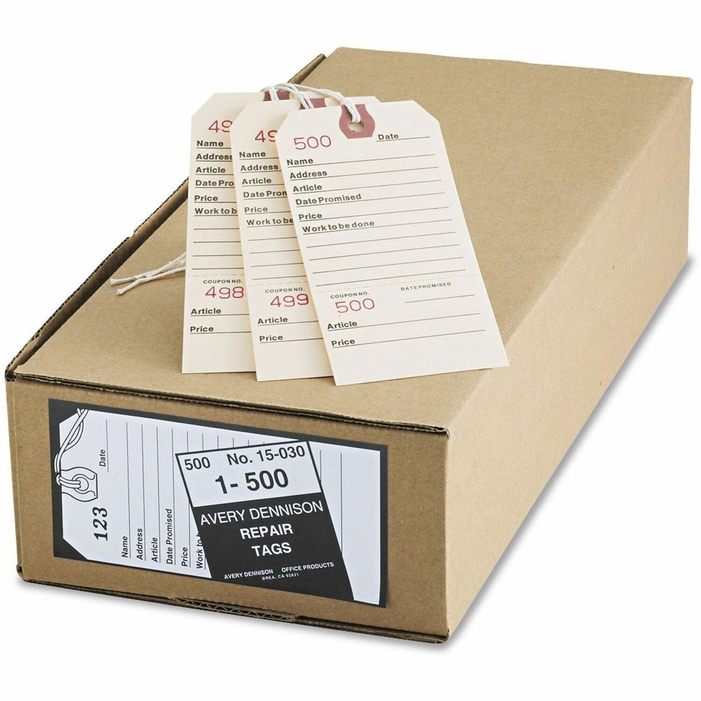 Avery Repair Tags, Manila, Strung, 5-1/4" x 2-5/8" ,500 Tags (AVE15030)