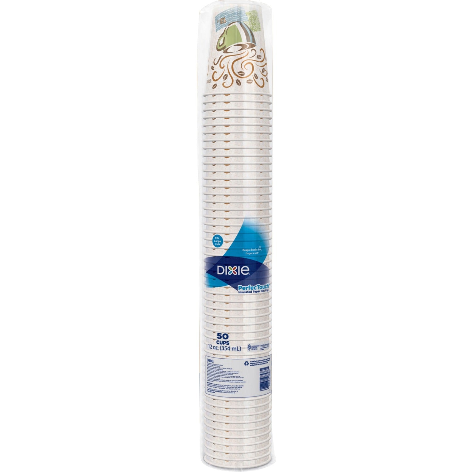 Dixie PerfecTouch 12 oz Insulated Paper Hot Coffee Cups by GP Pro (DXE5342CDPK)