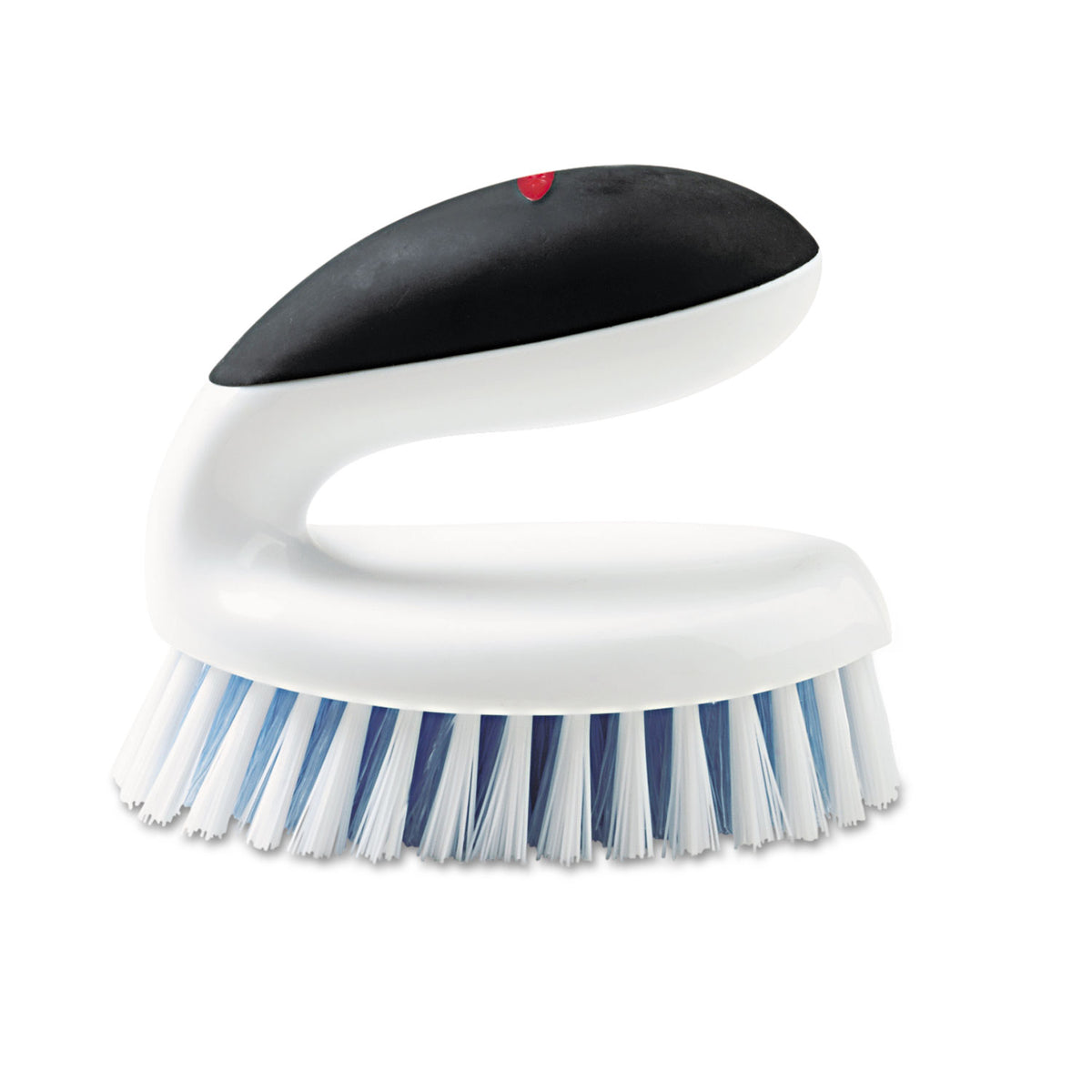 OXO Good Grips Household Scrub Brush, White/Blue Nylon/Polypropylene Bristles, 5" Brush, 5" Black/White Handle (OXO33881)