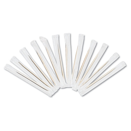 AmerCareRoyal Cello-Wrapped Round Wood Toothpicks, 2.5", Natural, 1,000/Box, 15 Boxes/Carton (RPPRIW15)