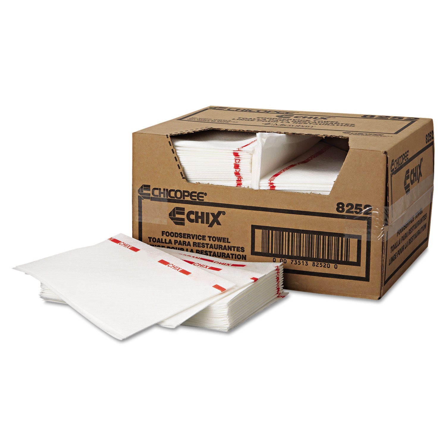 Chix Food Service Towels, Cotton, 13 x 21, White/Red, 150/Carton (CHI8252)