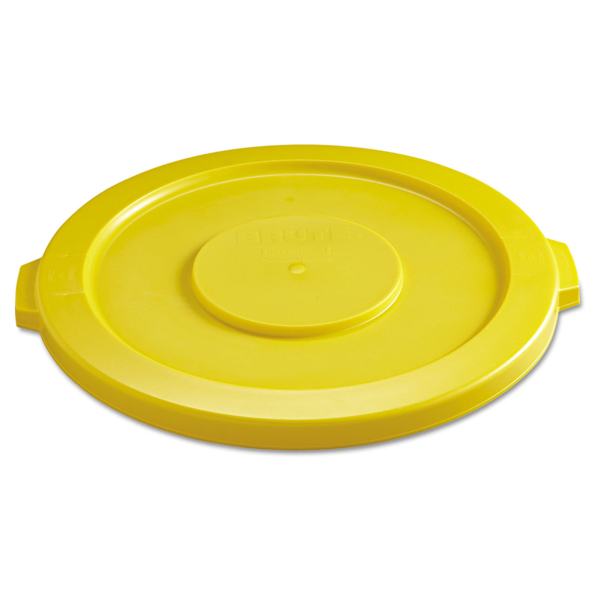 Rubbermaid Commercial BRUTE Self-Draining Flat Top Lids for 32 gal Round BRUTE Containers, 22.25" Diameter, Yellow (RCP2631YEL)