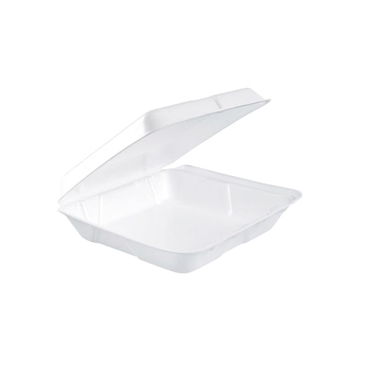 Dart Foam Hinged Lid Containers, 7.5 x 8 x 2.2, White, 200/Carton (DCC80HT1R)