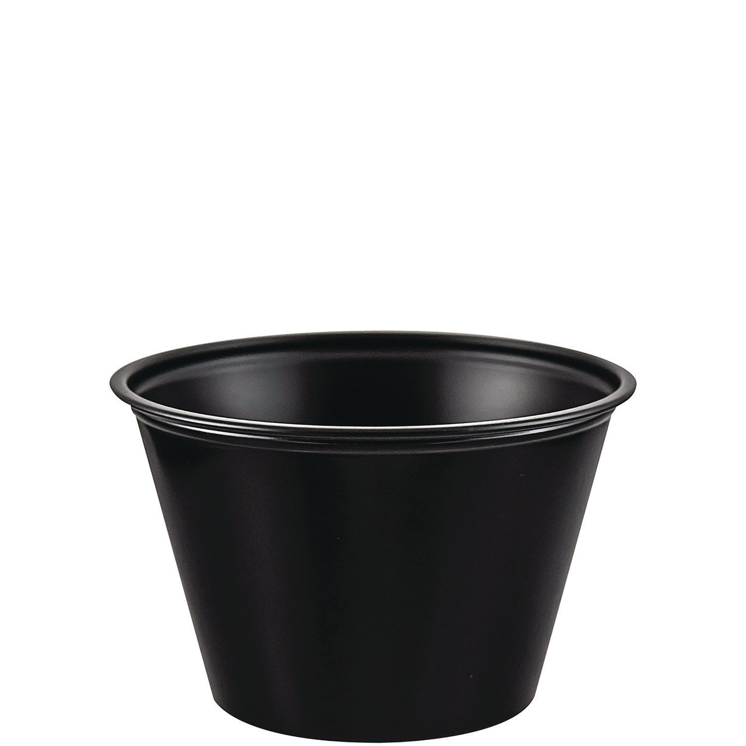 Dart Polystyrene Portion Cups, 4 oz, Black, 250/Bag, 10 Bags/Carton (DCCP400BLK)