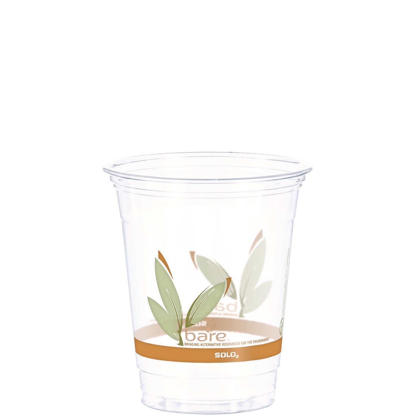 Dart Bare Eco-Forward RPET Cold Cups, 12 oz to 14 oz, Leaf Design, Clear, Squat, 50/Pack (DCCRTP12BAREPK)