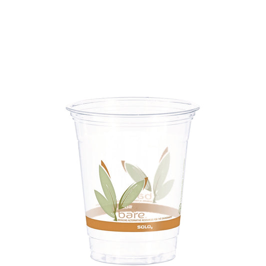 Dart Bare Eco-Forward RPET Cold Cups, 12 oz to 14 oz, Leaf Design, Clear, Squat, 50/Pack (DCCRTP12BAREPK)