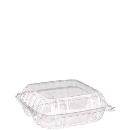 Dart ClearSeal Hinged-Lid Plastic Containers, 8.25 x 8.25 x 3, Clear, Plastic, 125/Pack, 2 Packs/Carton (DCCC90PST3)