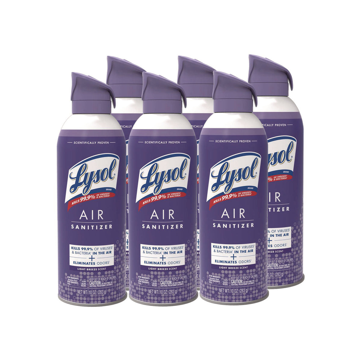 LYSOL Air Sanitizer Spray, Light Breeze Scent, 10 oz Aerosol Can, 6/Carton (RAC99394CT)