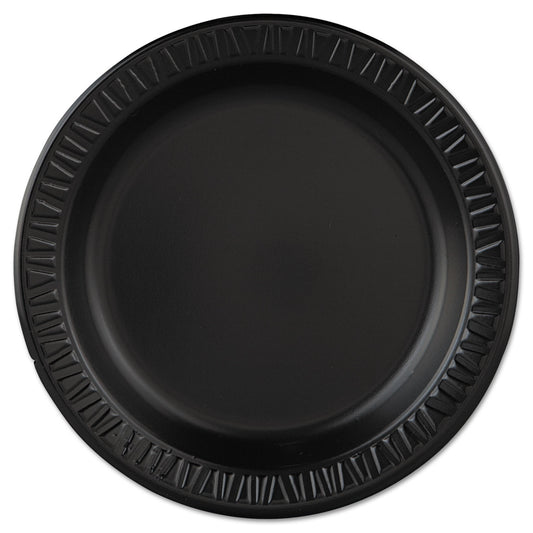 Dart Quiet Classic Laminated Foam Dinnerware, Plate, 9" Dia, Black, 125/pack, 4 Packs/carton (DCC9PBQR)