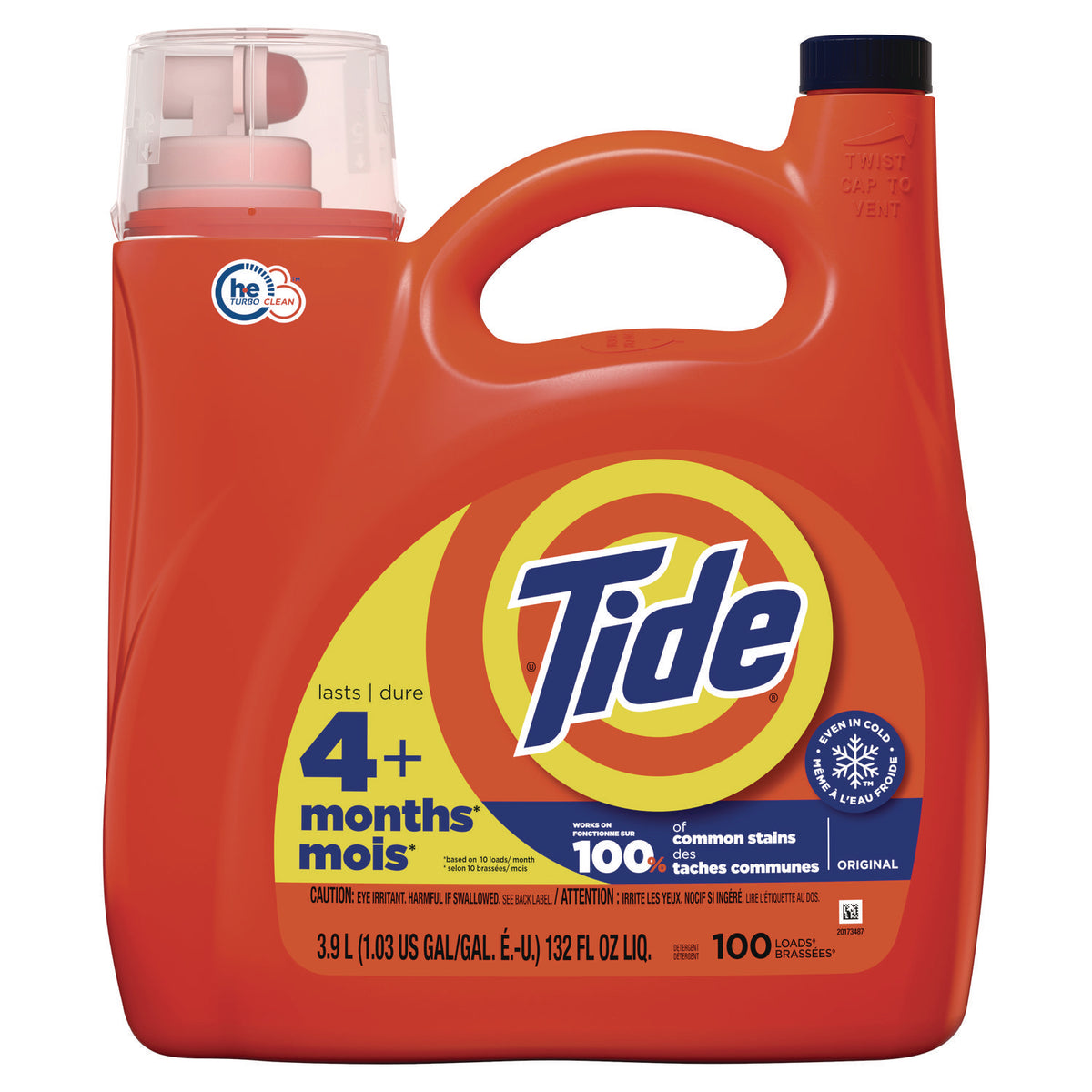 Tide Liquid Laundry Detergent, Original Scent, 132 oz Pour Bottle, 4/Carton (PGC12101)