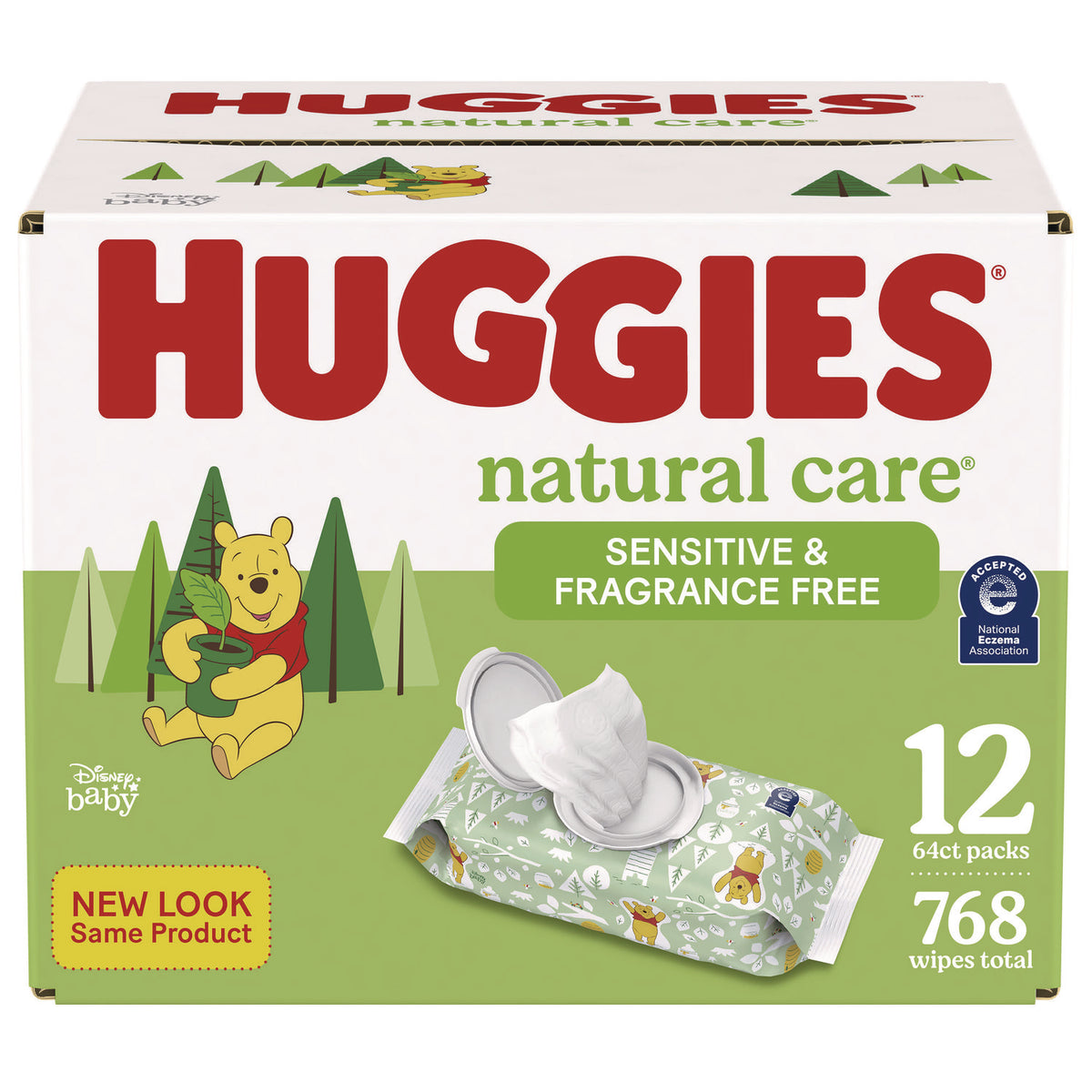 Huggies Natural Care Sensitive Baby Wipes, Unscented, White, 64/Pack, 12 Packs/Carton (KCC51079)