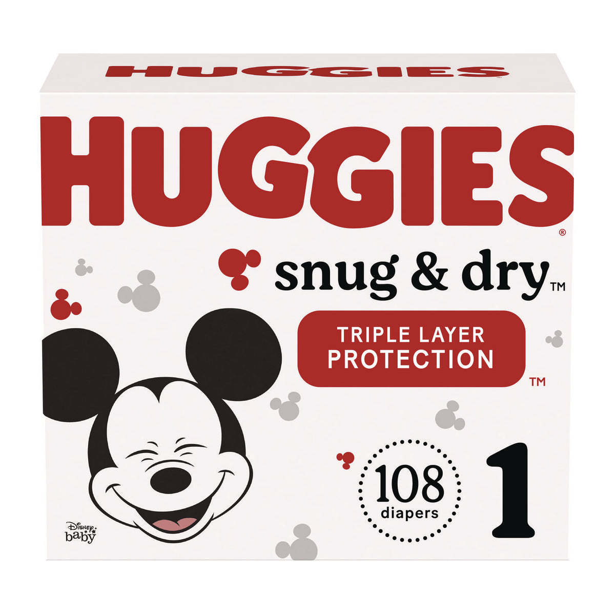 Huggies Snug and Dry Diapers, Size 1, 8 lbs to 14 lbs, 108/Carton (56432)