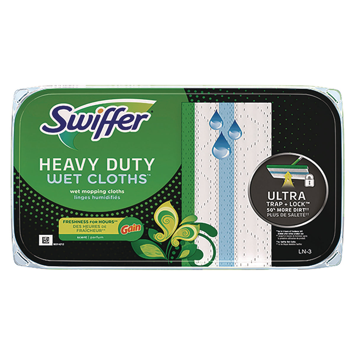 Swiffer Heavy-Duty Wet Refill Cloths, 8 x 10, Gain Original Scent, White, 10 Cloths/Tub (PGC76471)