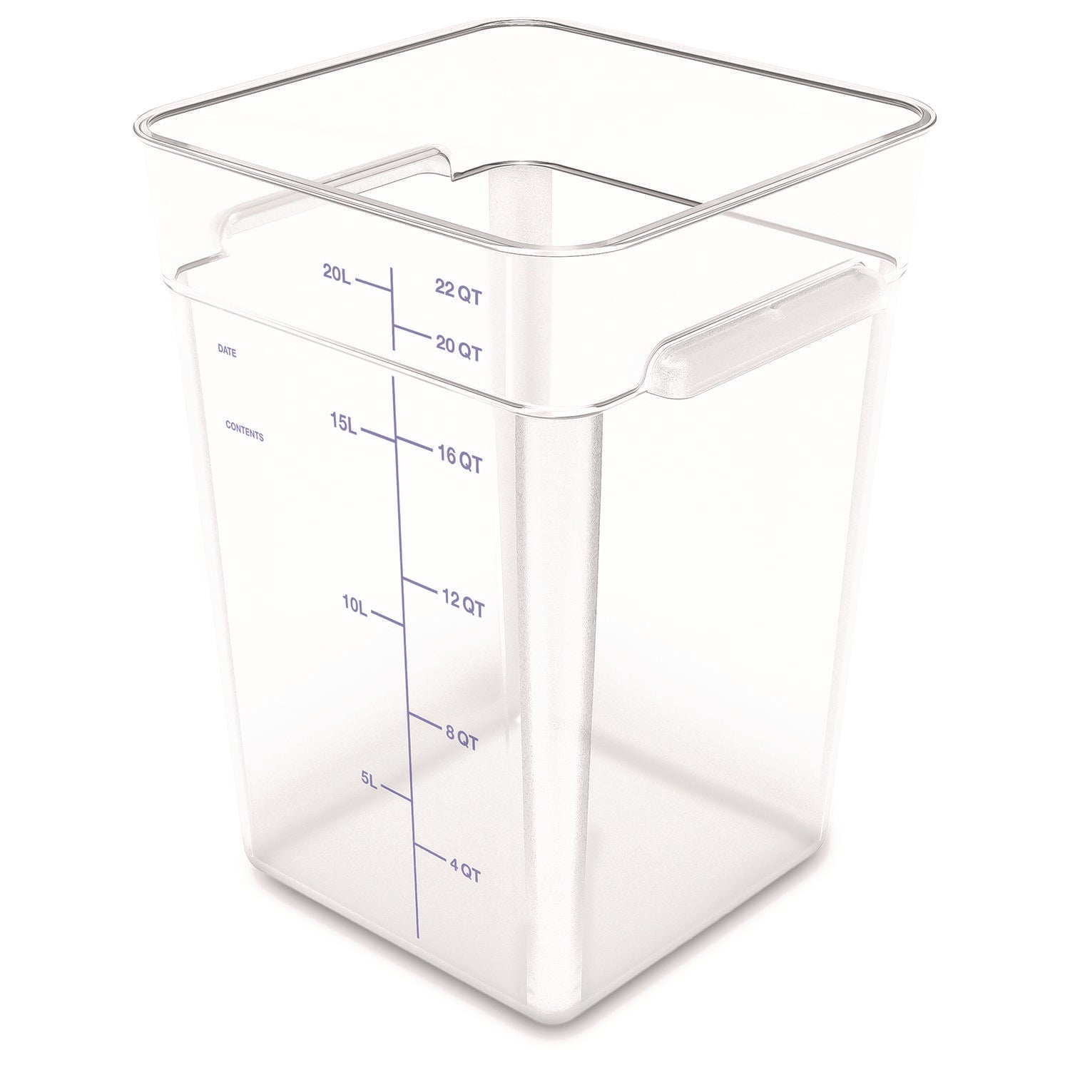 Carlisle Squares Polycarbonate Food Storage Container, 22 qt, 11 13 x 11.13 x 15.72, Clear, Plastic (CFS1195607)