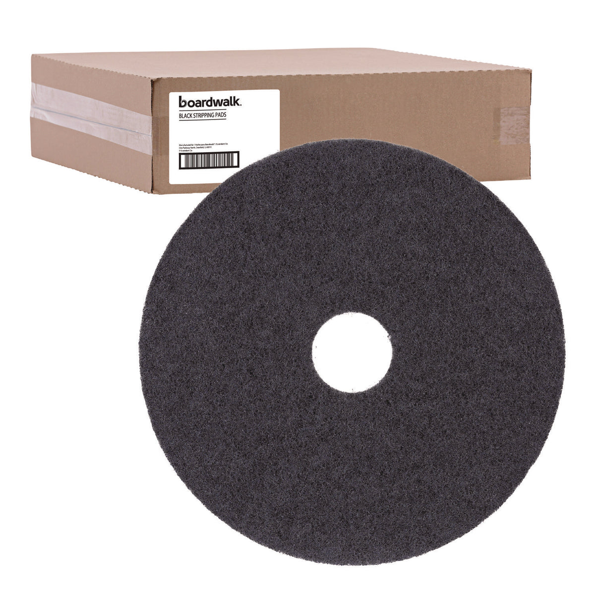 Boardwalk Stripping Floor Pads, 15" Diameter, Black, 5/Carton (BWK4015BLA)