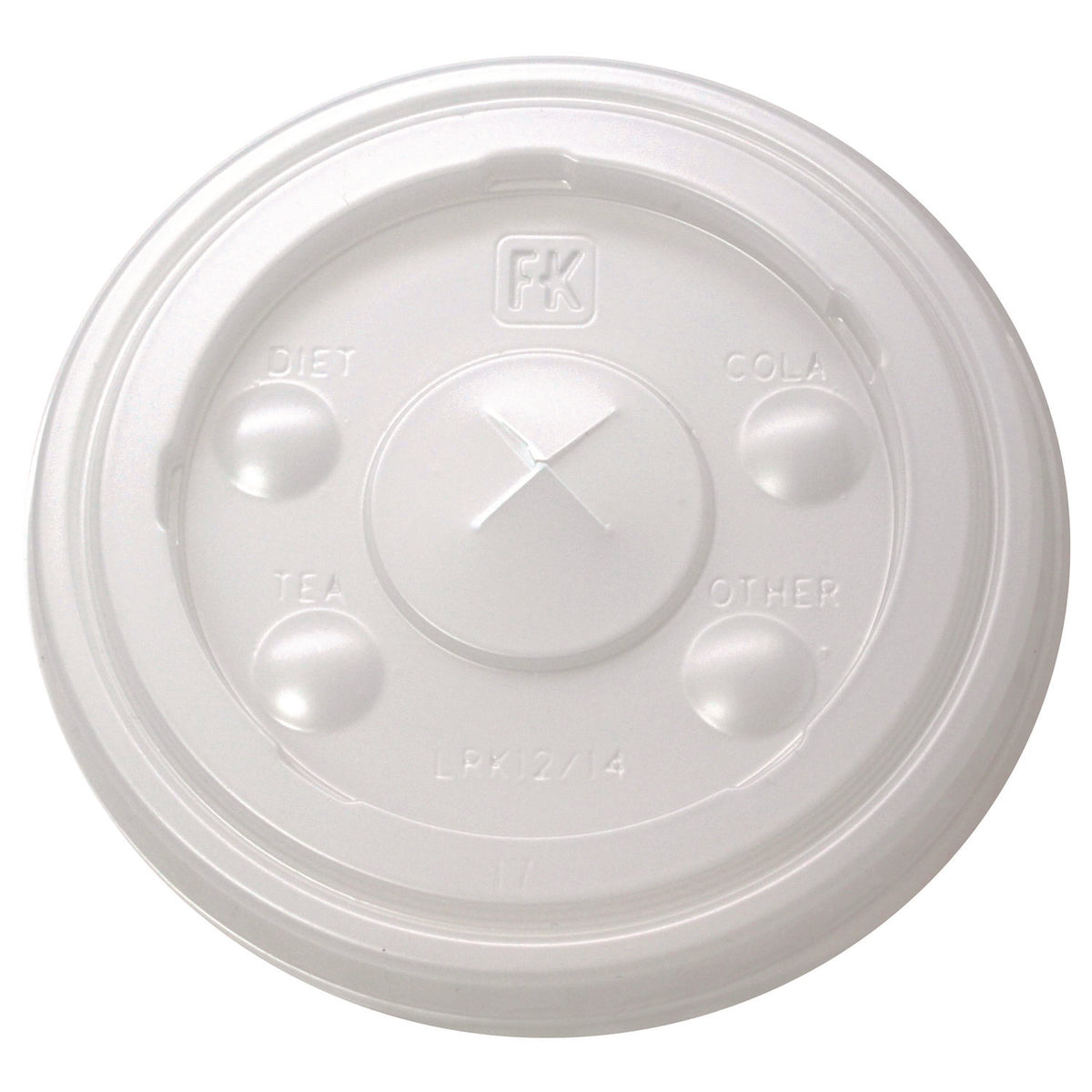 Fabri-Kal Kal-Clear/Nexclear Drink Cup Lids, Flat w/X-Style Straw Slot, Flavor Buttons, Fits 12-14 oz Cold Cups, Translucent, 1,000/CT (FABLRK1214)