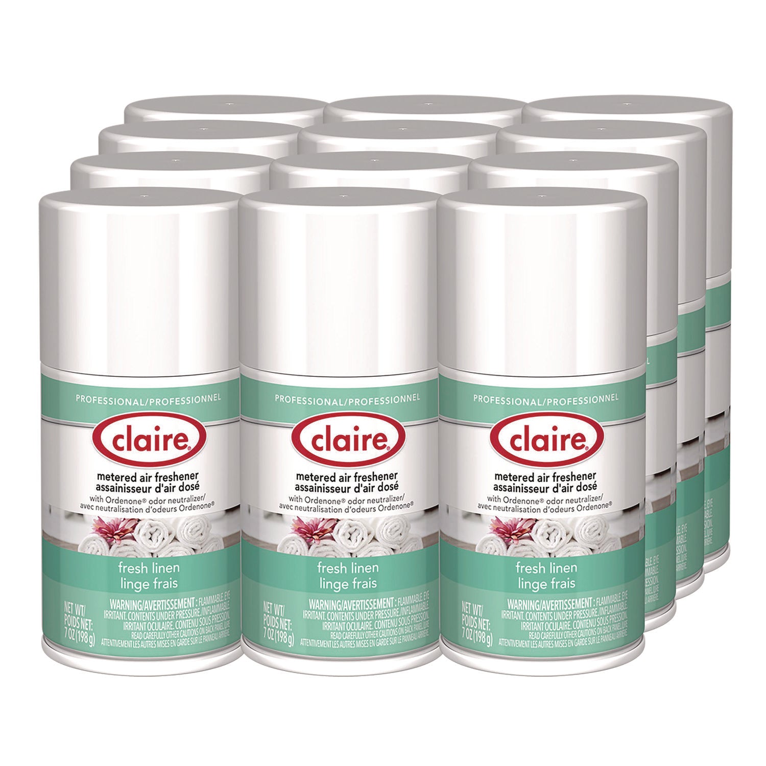 Claire Metered Air Freshener, Fresh Linen, 11 oz Aerosol Spray, 12/Carton (CGC110)