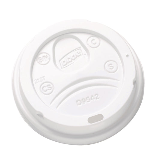 Dixie Dome Drink-Thru Lids, Fits 10 oz to 16 oz Paper Hot Cups, White, 1,000/Carton (DXED9542)