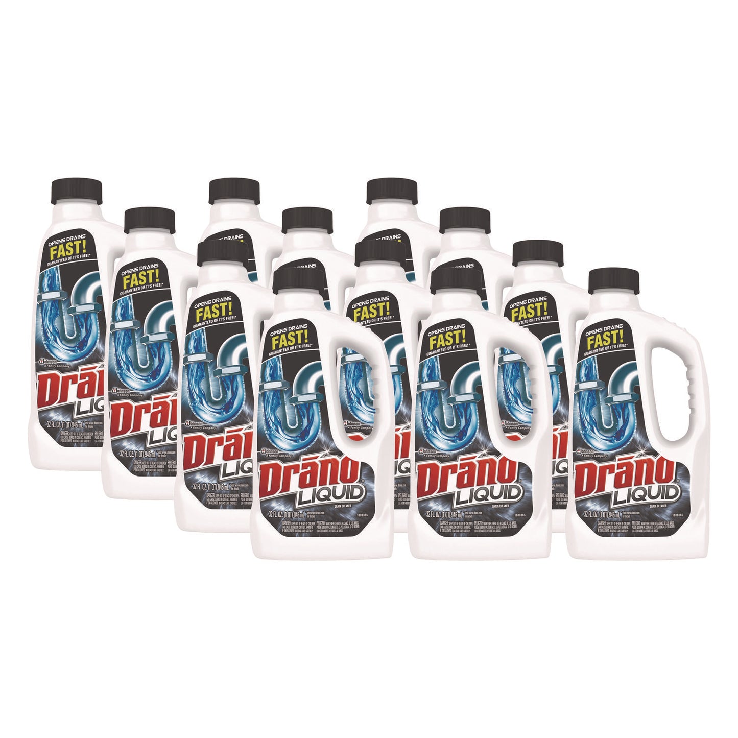 Drano Liquid Drain Cleaner, 32 oz Safety Cap Bottle, 12/Carton (SJN335712)