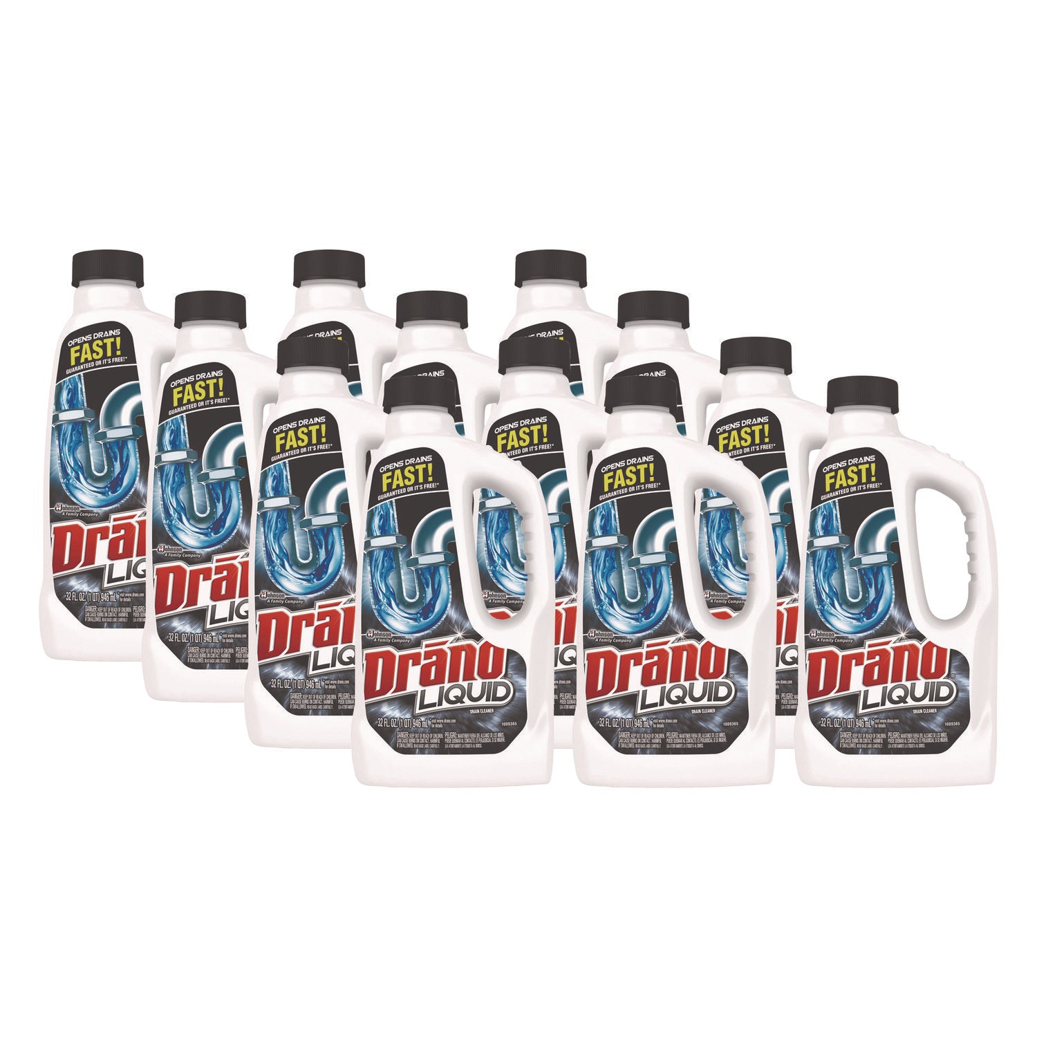 Drano Liquid Drain Cleaner, 32 oz Safety Cap Bottle, 12/Carton (SJN335712)