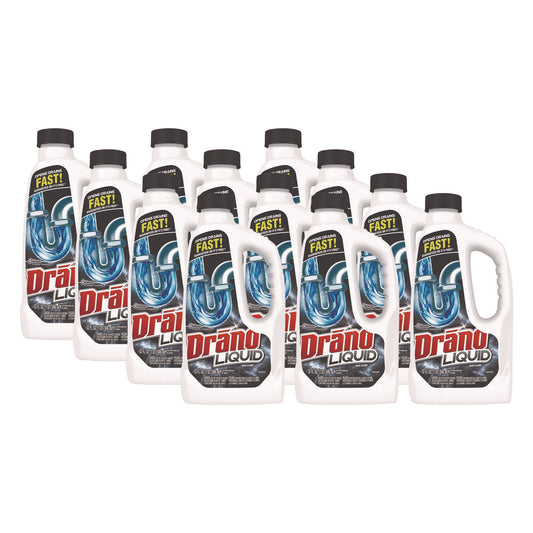 Drano Liquid Drain Cleaner, 32 oz Safety Cap Bottle, 12/Carton (SJN335712)