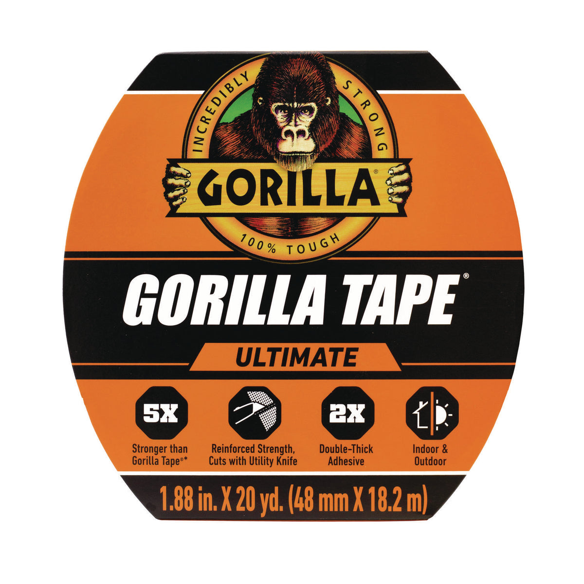 Gorilla Ultimate Tape, 3" Core, 1.88" x 20 yd, Black (GOR113499)