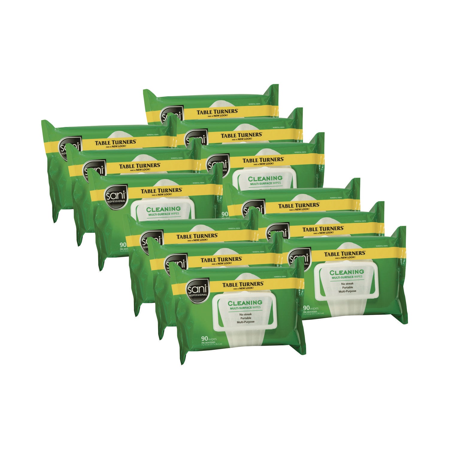 Sani Professional Multi-Surface Cleaning Wipes, 1-Ply, 11.5 x 7, Fresh Scent, White, 90 Wipes/Pack, 12 Packs/Carton (NICA580FW)