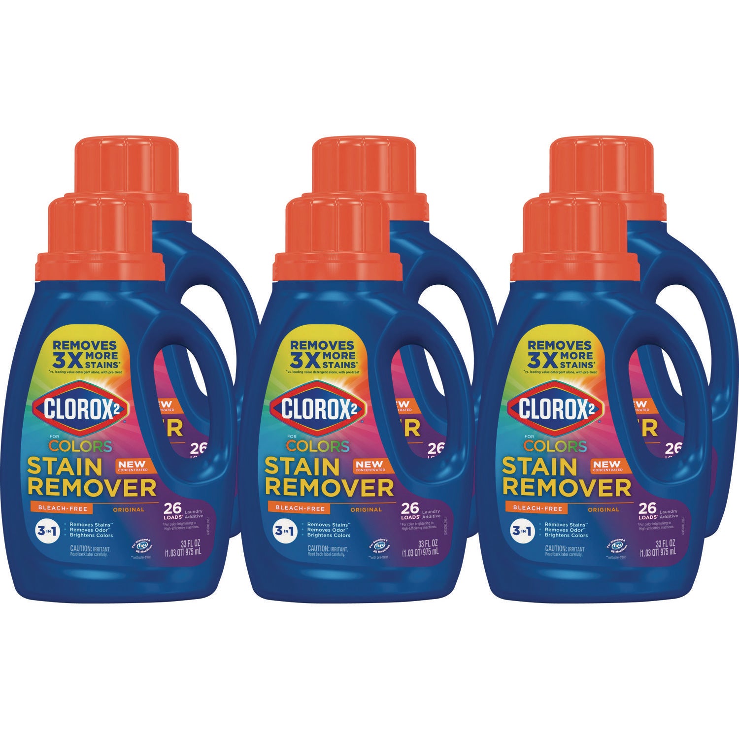 Clorox 2 For Colors Stain Remover and Laundry Additive, Regular, 33 oz Bottle, 6/Carton (CLO30037)
