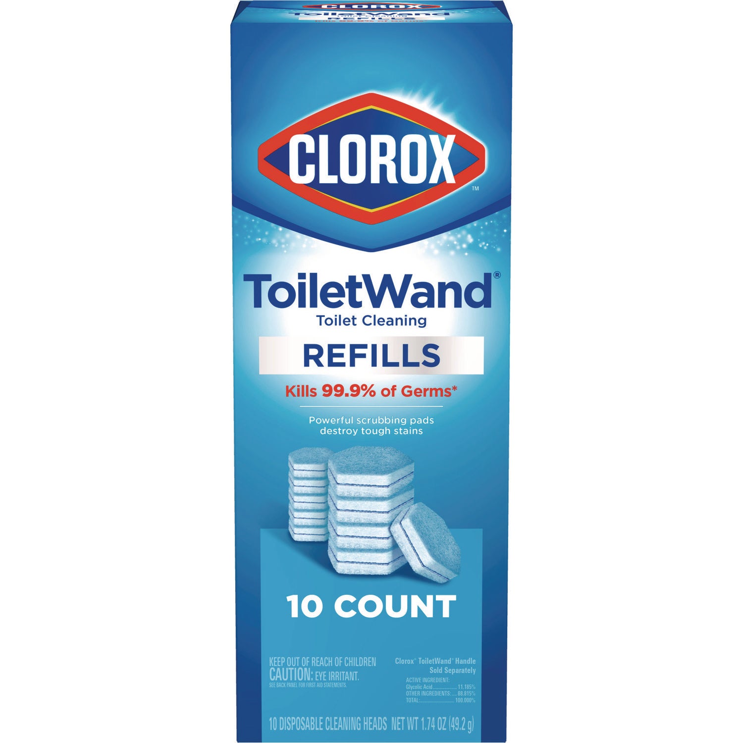 Clorox Disinfecting ToiletWand Refill Heads, Blue/White, 10/Pack, 6 Packs/Carton (CLO31620)