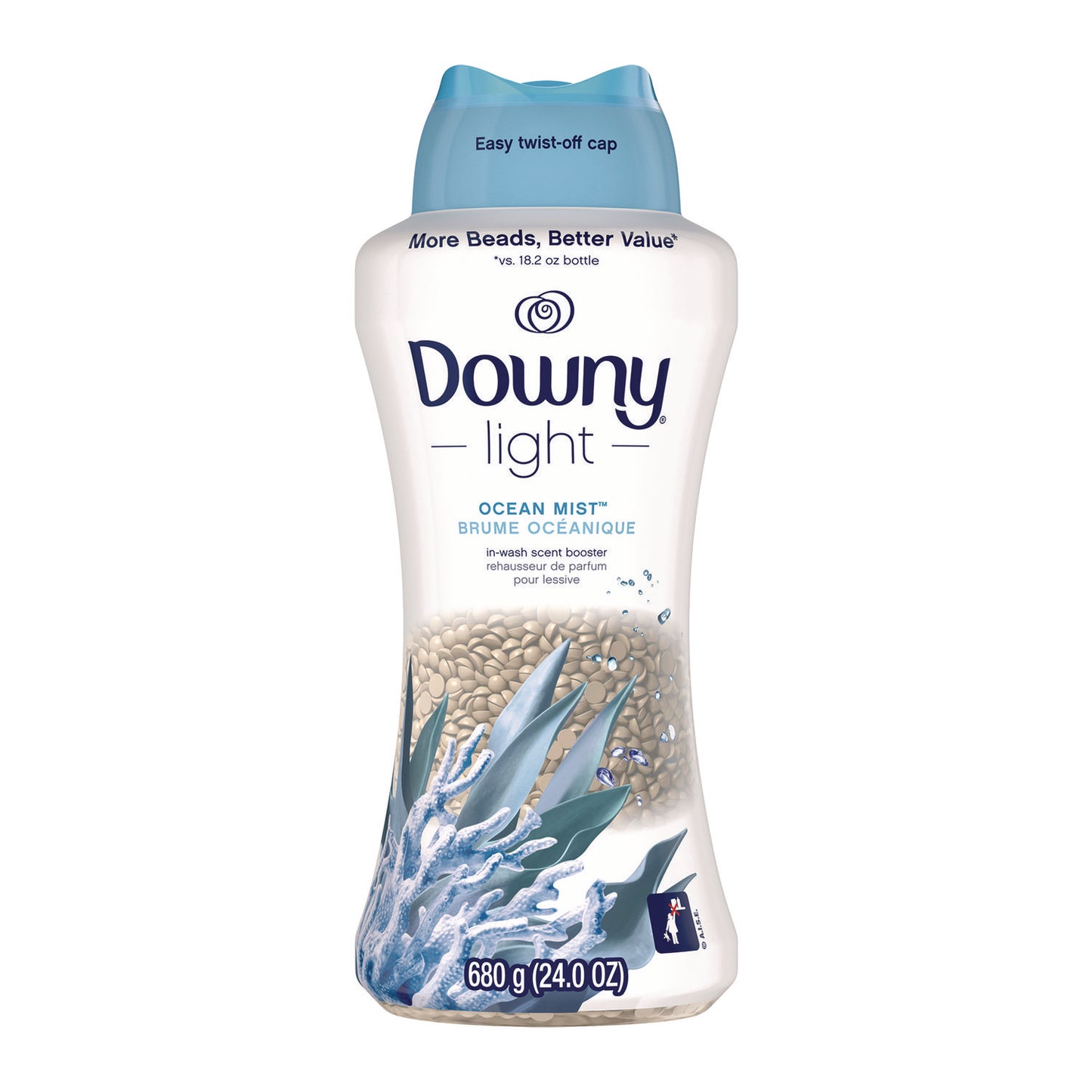 Downy Light In-Wash Scent Booster Beads, Ocean Mist Scent, 24 oz Pour Bottle (DNY08779)