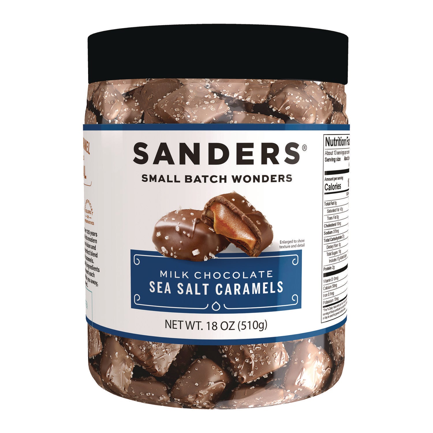 Performance Food Group Small Batch Wonders Milk Chocolate Sea Salt Caramels, 18 oz Tub (NDEMRY30986)