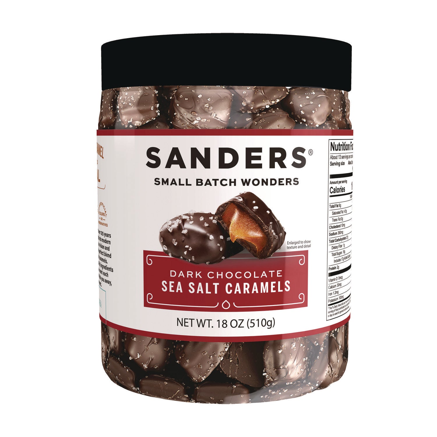 Performance Food Group Small Batch Wonders Dark Chocolate Sea Salt Caramels, 18 oz Tub (NDEMRY30987)