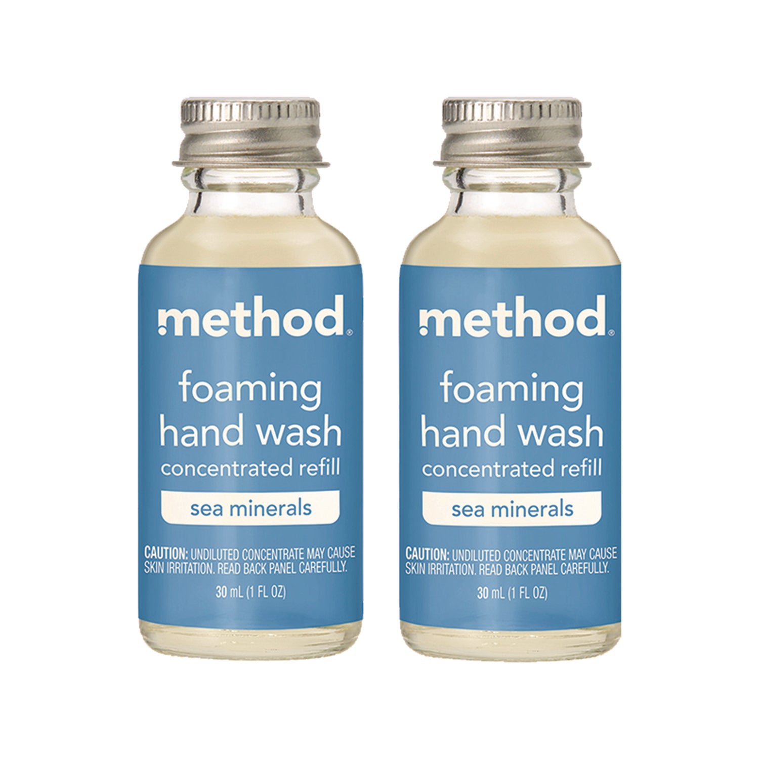 Method Refill + Reuse Foaming Hand Soap Refill, Sea Minerals, 1 oz Refill Bottle, 2/Pack (MTH356009)