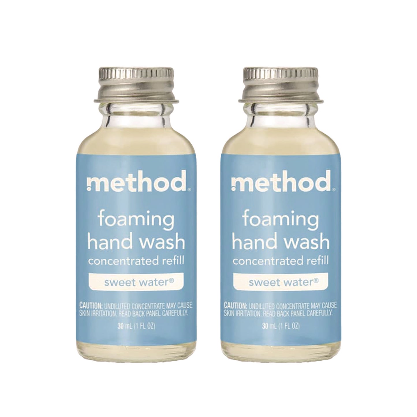 Method Refill + Reuse Foaming Hand Soap Refill, Sweetwater, 1 oz Refill Bottle, 2/Pack (MTH356011)