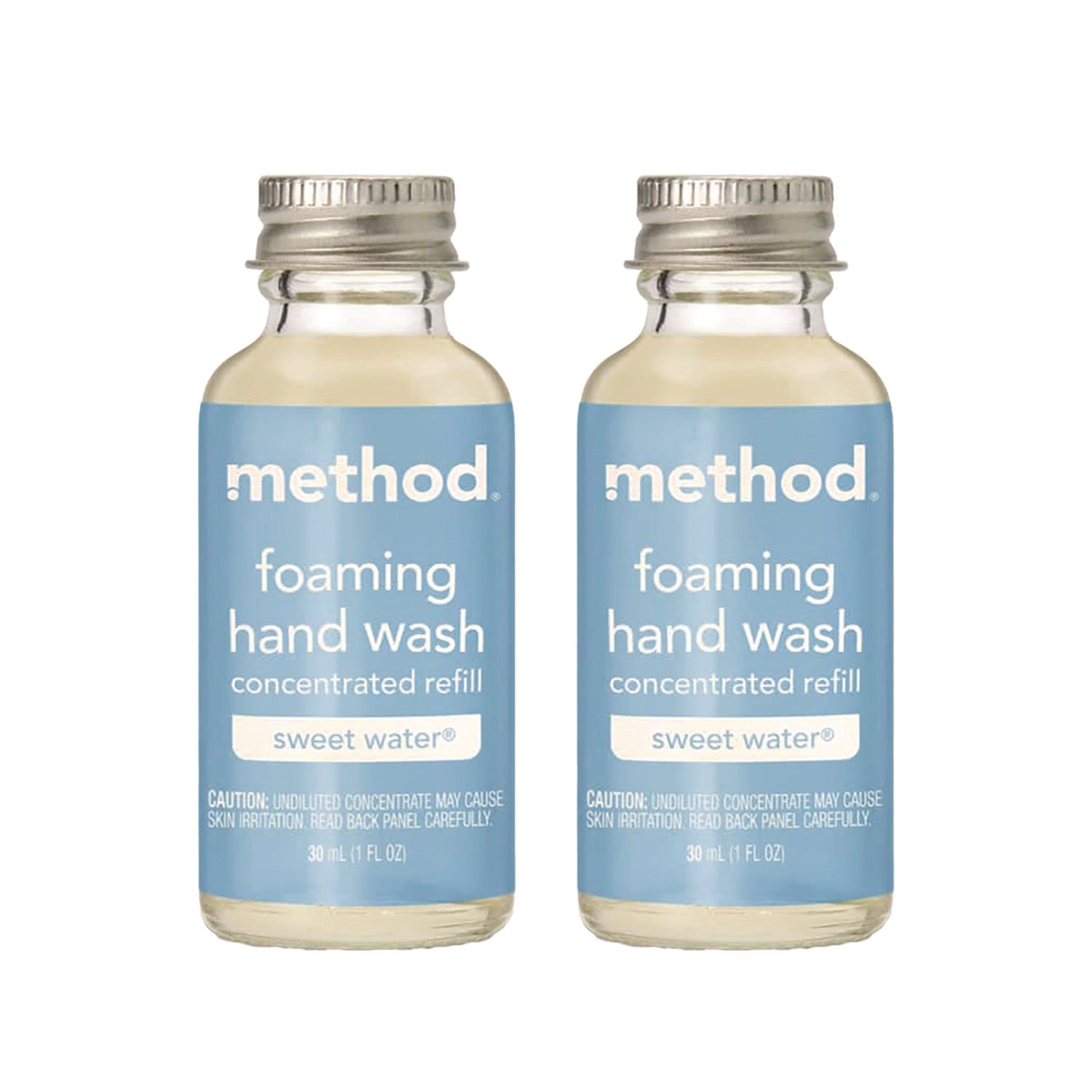 Method Refill + Reuse Foaming Hand Soap Refill, Sweetwater, 1 oz Refill Bottle, 2/Pack (MTH356011)