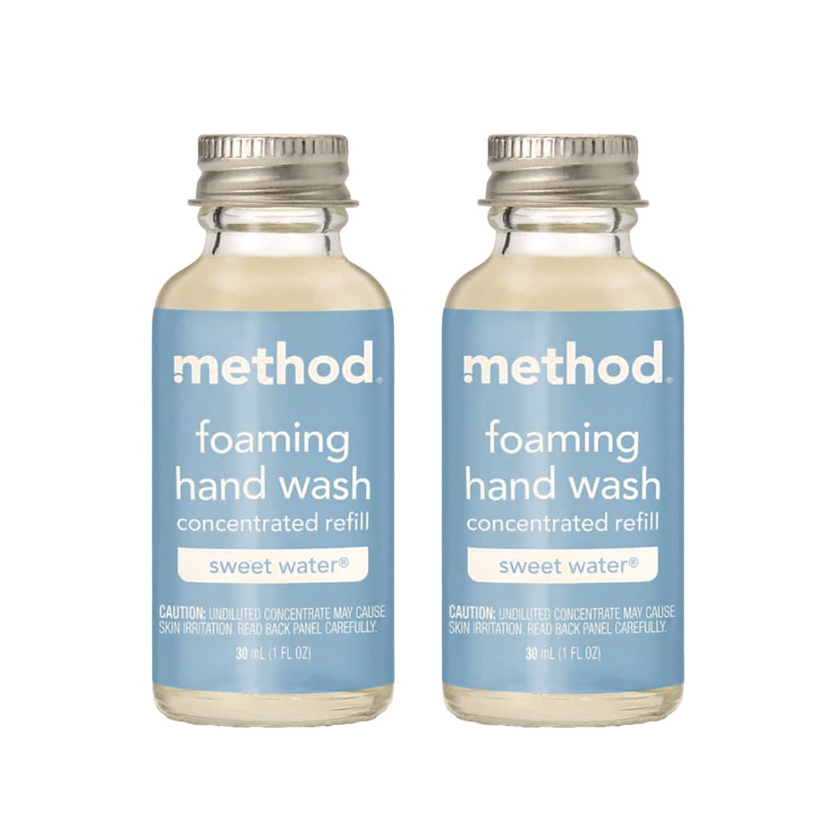 Method Refill + Reuse Foaming Hand Soap Refill, Sweetwater, 1 oz Refill Bottle, 2/Pack (MTH356011)