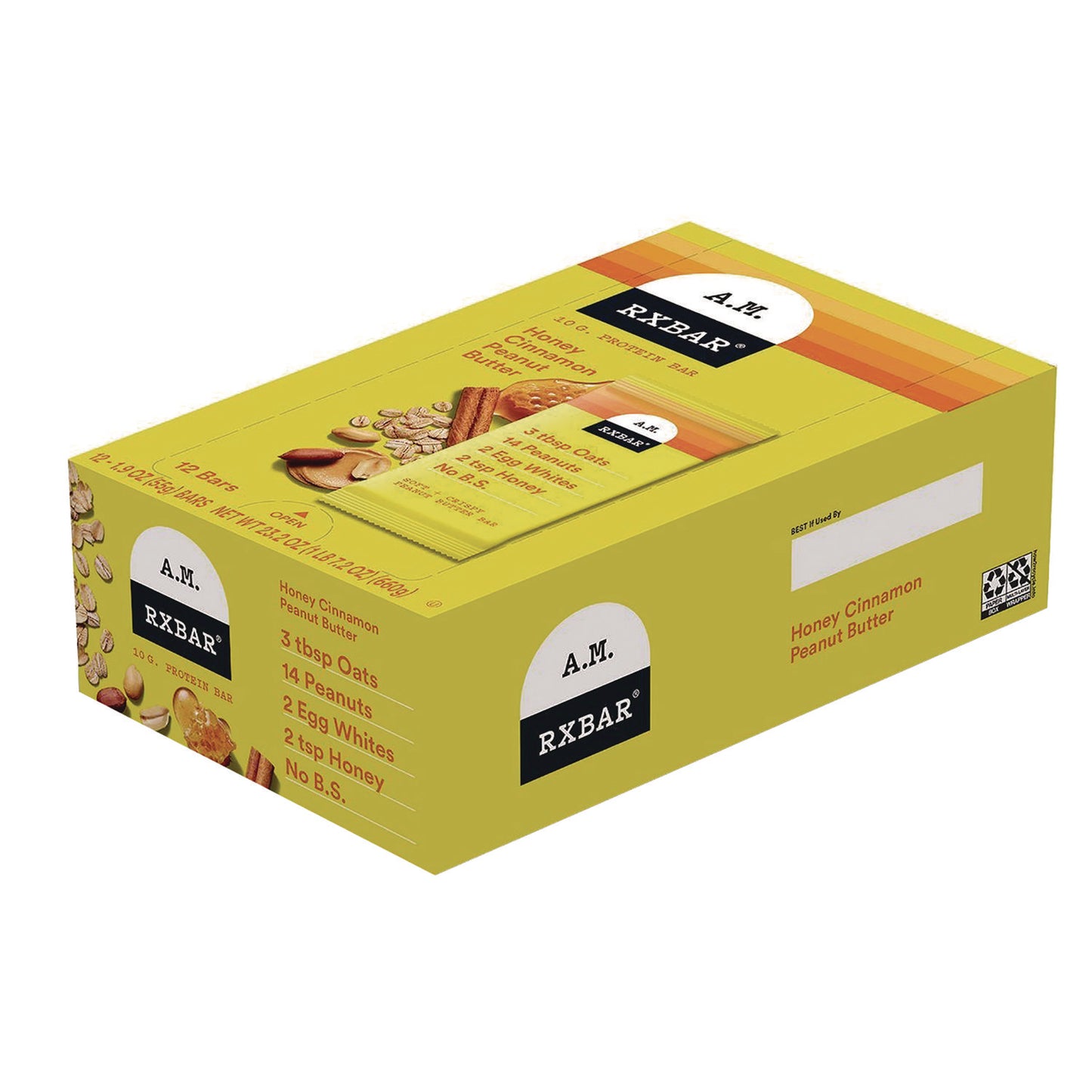 A.M. RXBAR Gluten-Free Honey Cinnamon Peanut Butter Protein Bar, 1.9 oz Bar, 12/Box (RXBKEE00533)