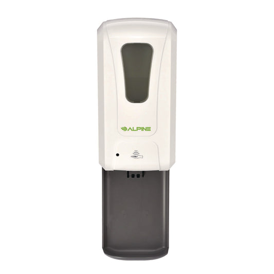 Alpine Wall Mount Automatic Gel Hand Sanitizer/Soap Dispenser with Drip Tray, 40 oz, 4.48 x 6 x 18.1, White (ALHALP430LT)