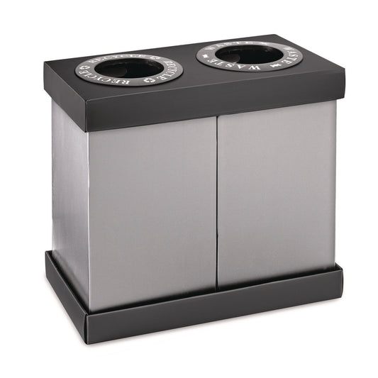 Alpine 28 Gal Indoor Trash Can and Recycling Bin, Corrugated Polypropylene, Gray, 2 Bin (ALHALP47102BLK)