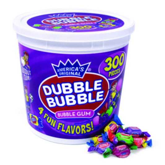 Dubble Bubble Bubble Gum Assorted Flavor Twist Tub, 300 Pieces/Tub, 1 Tub/Carton (GRR22000223)