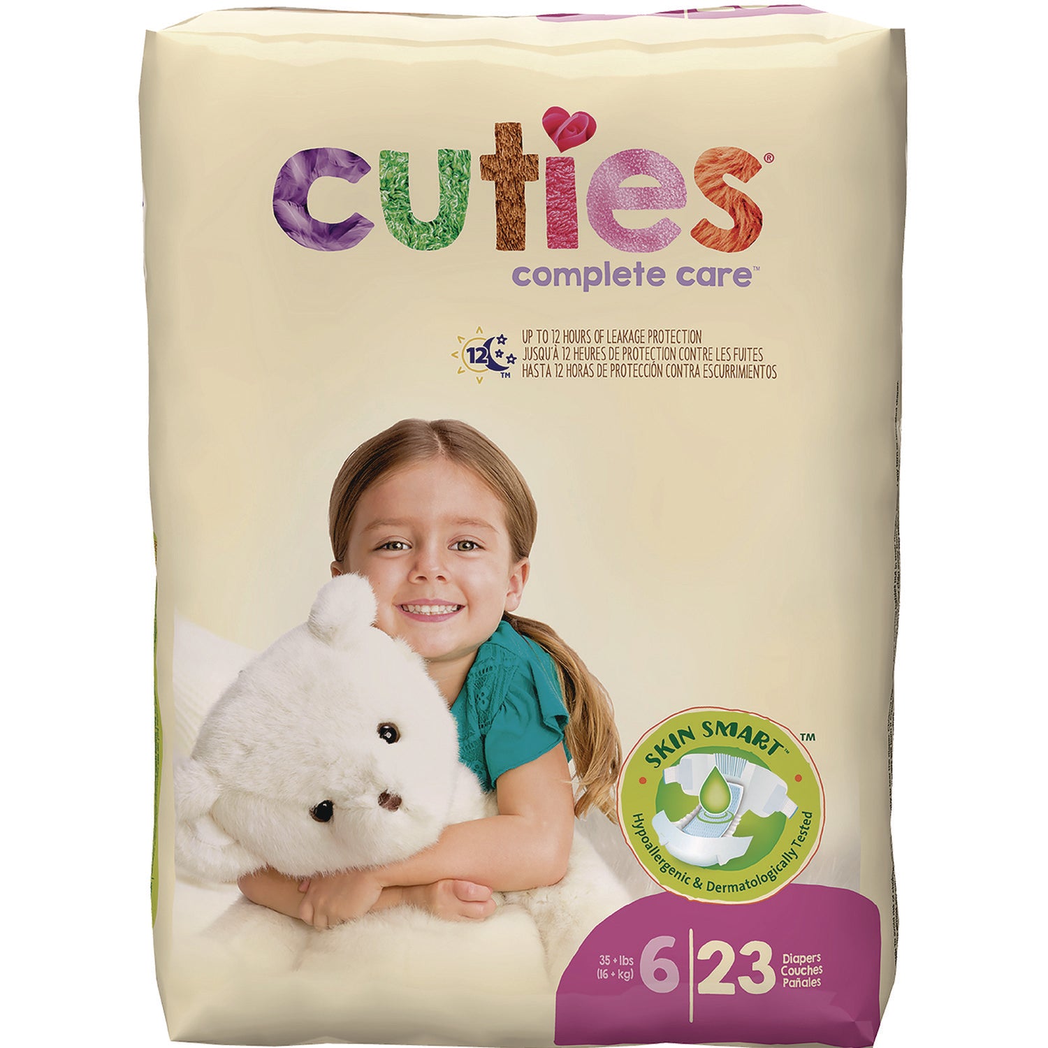 Cuties Premium Jumbo Diapers, Size 6, 35 lbs and Up, 92/Carton (CTJCR6001)
