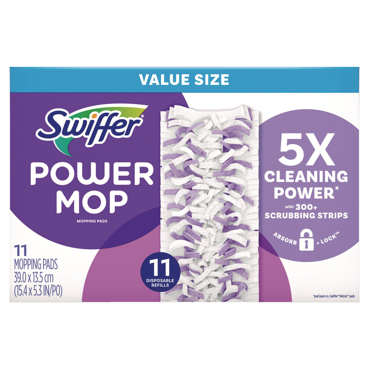 Swiffer PowerMop Mopping Pads, 11.41 x 5.31, 11/Box, 2 Boxes/Carton (PGC12868)