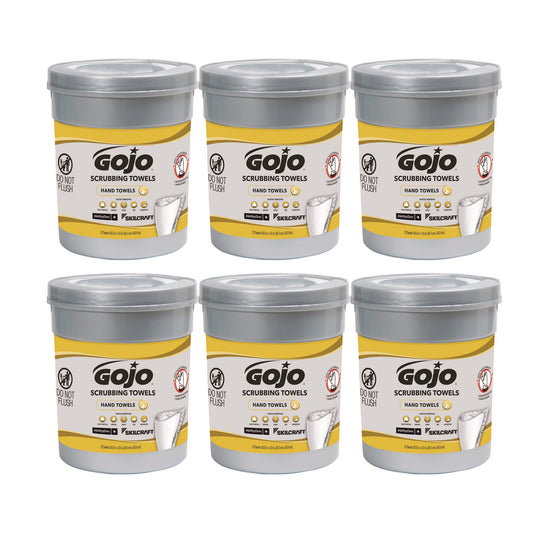 AbilityOne 7930016997556, SKILCRAFT GOJO Scrubbing Towels, 1-Ply, Fresh Citrus Scent, White, 72/Canister, 6 Canisters/CT