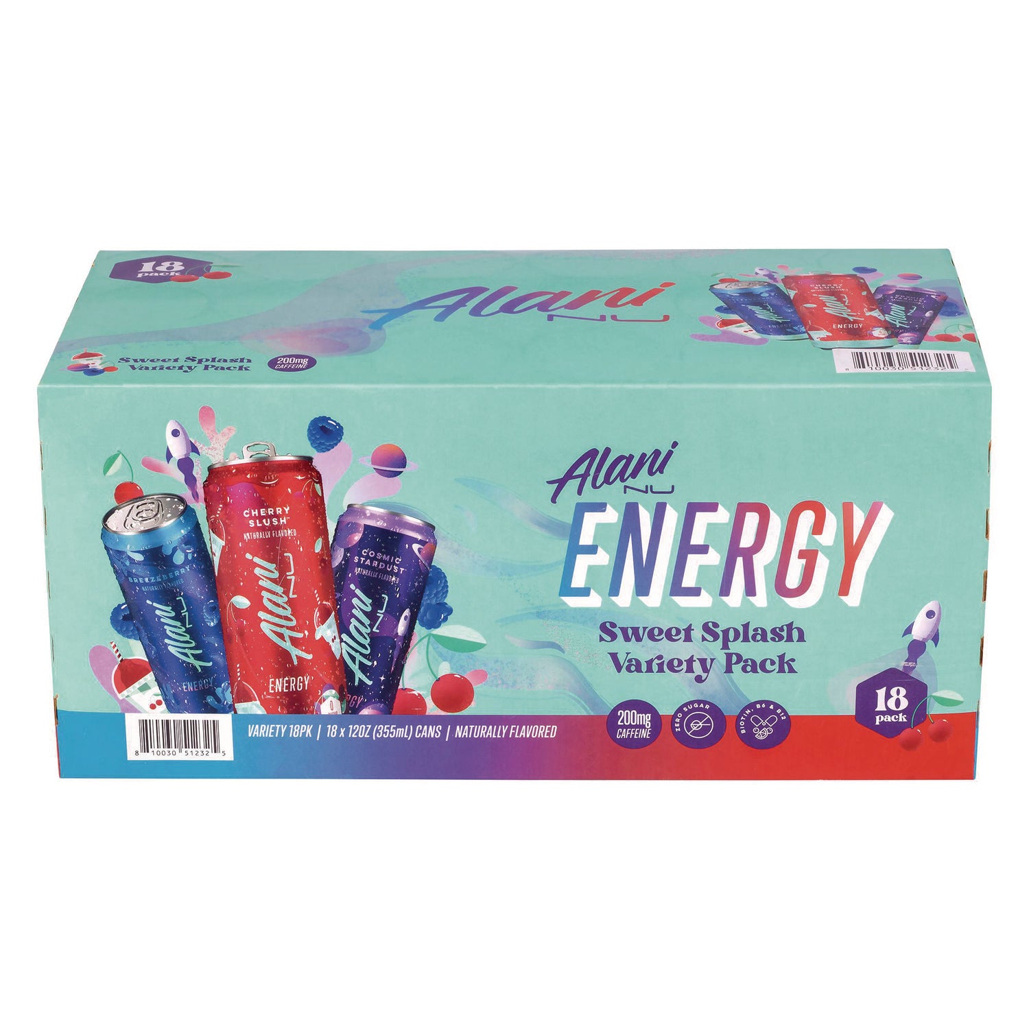 Alani Nu Energy Sweet Splash Variety Pack, Assorted Flavors, 12 oz Can, 18/Carton (GRR22002374)