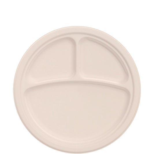 Dart Compostable Fiber Dinnerware, ProPlanet Seal, 3-Compartment Plate, 10.2" dia, Natural, 500/Carton (DCC10FBRP3)