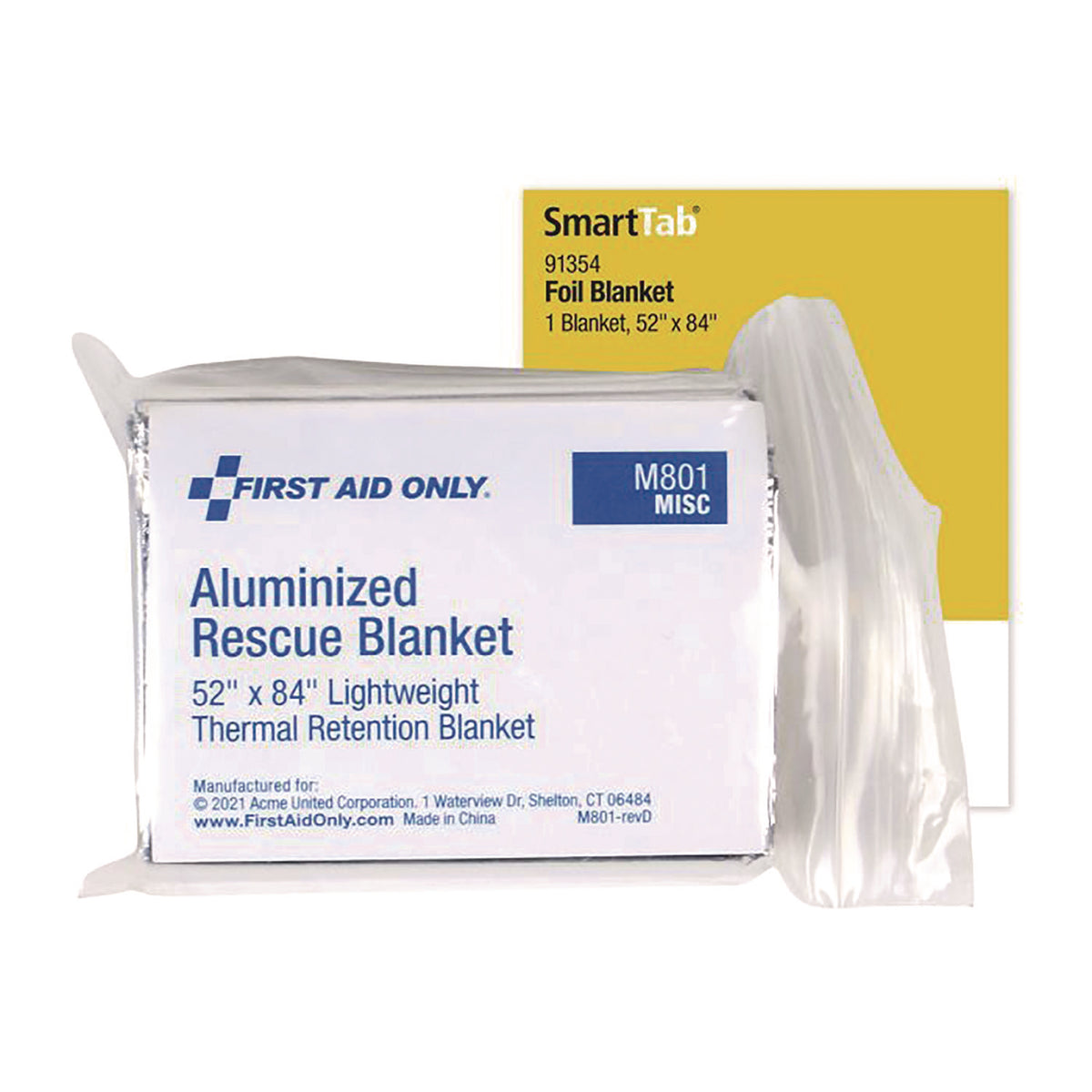 First Aid Only SmartCompliance Aluminized Rescue Blanket, 52 x 84, Silver (FAO91354)