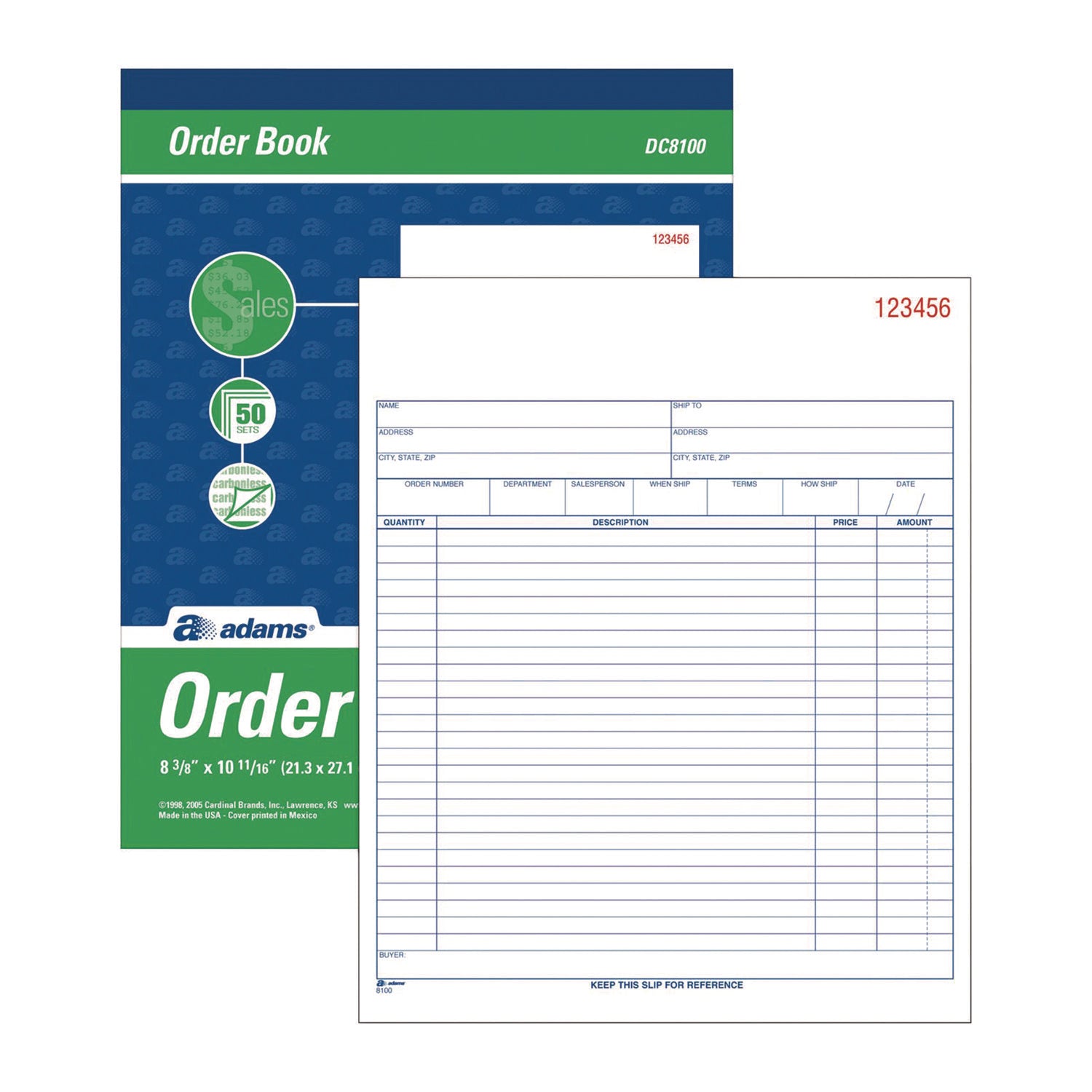 Adams Multipart Sales Order Pad, Two-Part Carbonless, 8.38 x 10.19, 50 Forms Total (ABFDC8100)